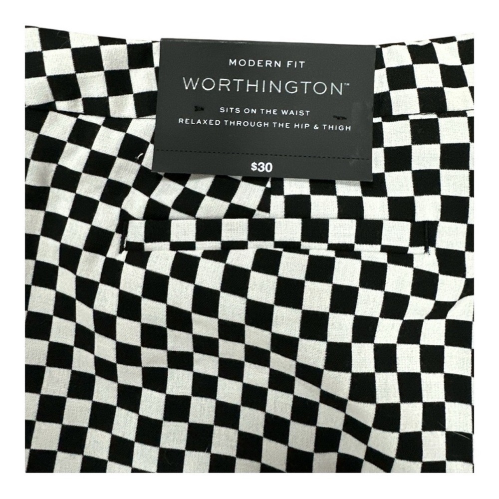 Worthington Modern Fit Black + White Checkered Shorts - Picture 4 of 8